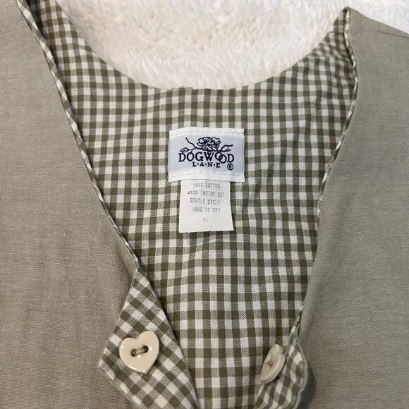 Dogwood Lane Cotton Sleeveless Green Plaid Decorative Buttons Maxi Dress Size S - Picture 4 of 7